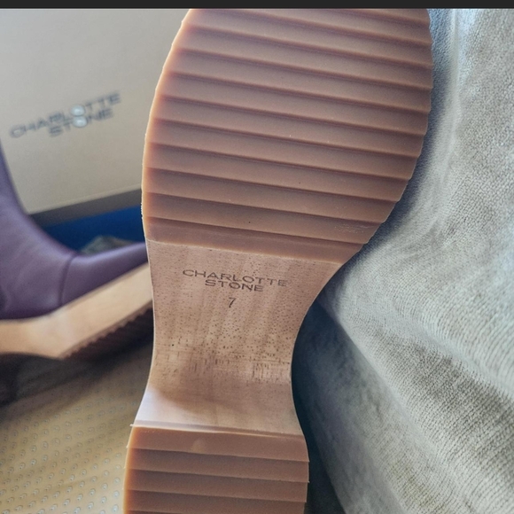 Charlotte Stone Plum Heeled Boots - Picture 3 of 4